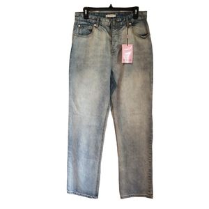 NEW Avec Les Filles Light Wash High Rise Button Fly Straight Jeans